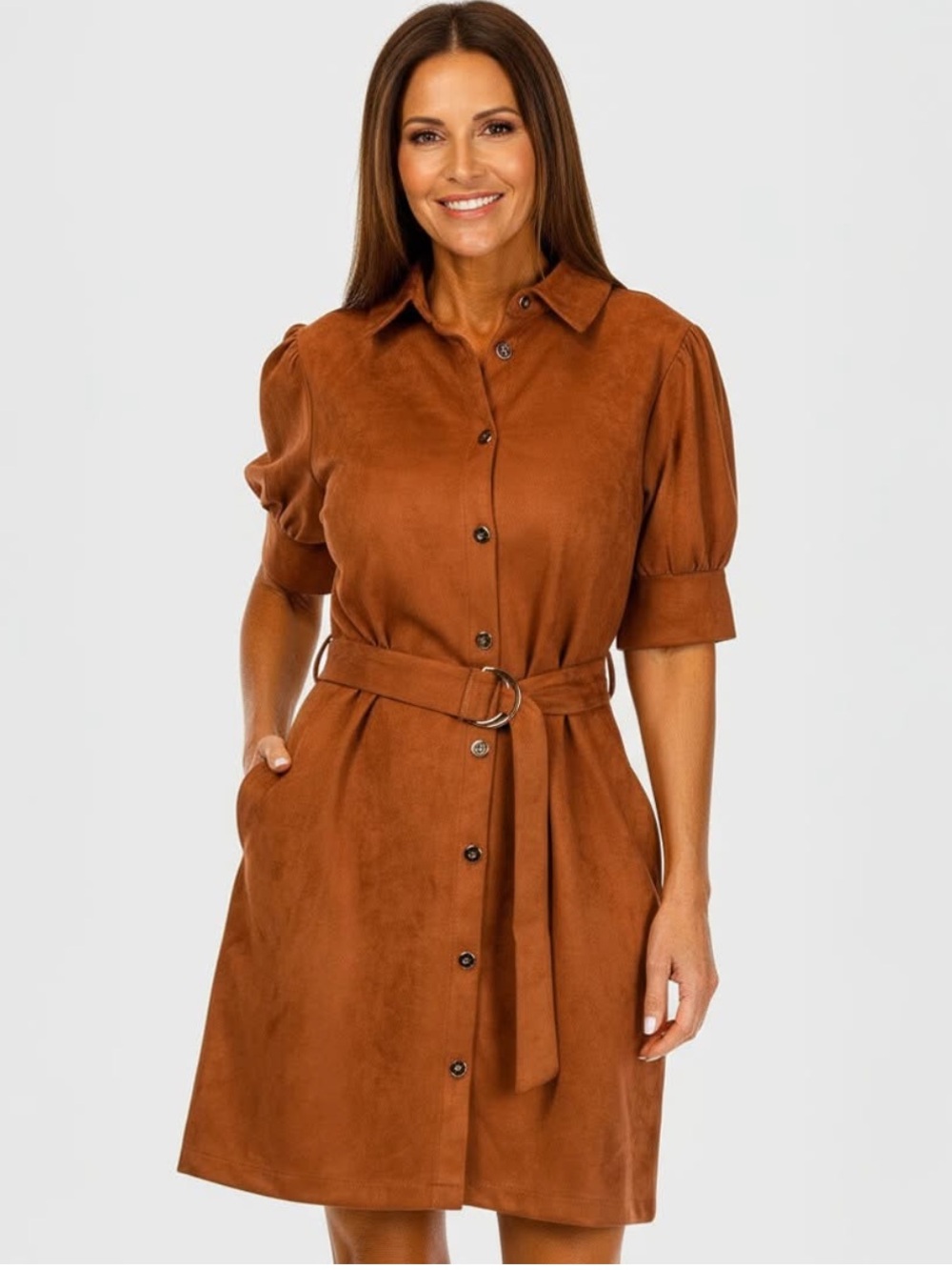 NWT Adrienne Vittadini Rust Faux Suede Belted Dress Sizes 1X & 3X